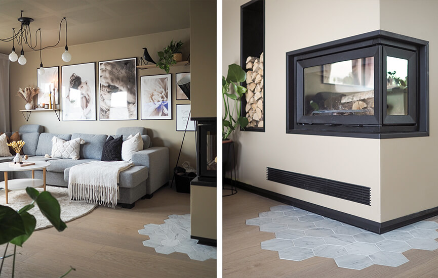Fotos von Karolines Wohnzimmer mit dem neuen Kamineinsatz Jøtul I 620 FR